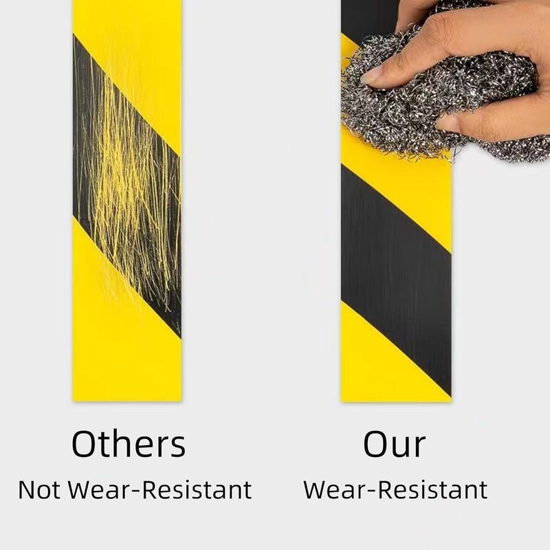 SWRT 2 Roll 2 Inch x 110FT Black & Yellow Hazard Tape Warning Safety Stripe Tape for Floor Marking, Strong Adhesive Wear Resistance Warterproof Caution Tape Roll Ideal for Walls, Floors(2 Roll) - Image 4